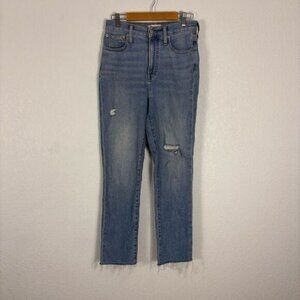 Madewell The Perfect Vintage Jean High Rise Straight Leg Raw Hem Size 25